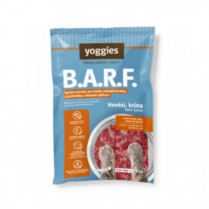 250g Yoggies B.A.R.F. Hovězí a krůtí komplet s brusinkami a konopným olejem s probiotiky